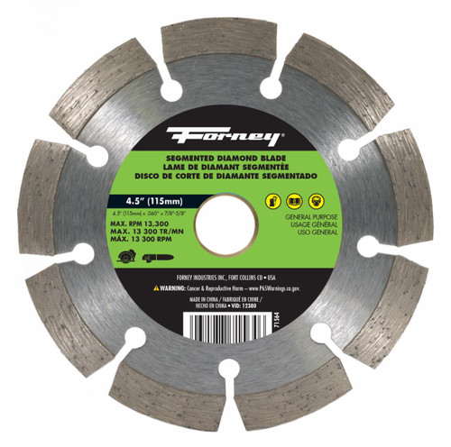Forney 71564 Segmented Rim Diamond Blade, 4-1/2"