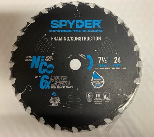 Spyder 13001 Framing and Construction 7-1/4-in 24-Tooth Tungsten Carbide-tipped Circular Saw Blade
