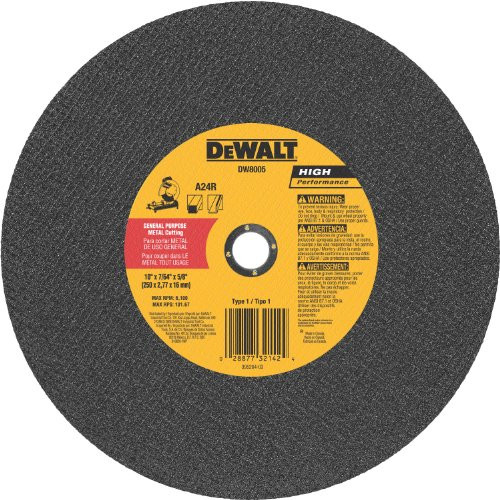 DeWalt DW8005 General Purpose Metal Chop Saw Wheel, 10" x 7/64" x 5/8"