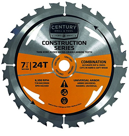 Century Drill & Tool 13201 Construction Series Circular Saw Blade, 7-1/4", 24T