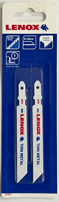 Lenox Tools 20303 T-Shank Bi-Metal Thin Metal Jig Saw Blade, 3-5/8-Inch x 3/8-Inch x 24 TPI, 2-Pack