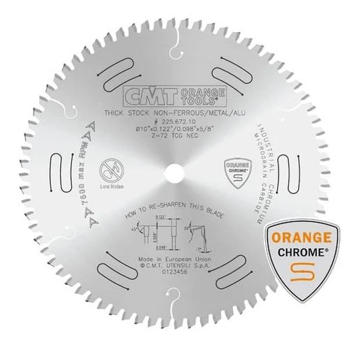 CMT 225.672.10 Thick Stock Non-Ferrous Carbide Saw Blade, 10" X 72T