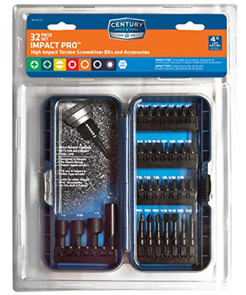 Century Drill and Tool 66939 Impact Pro High Impact Torsion Bits and Accessories, 32-Piece