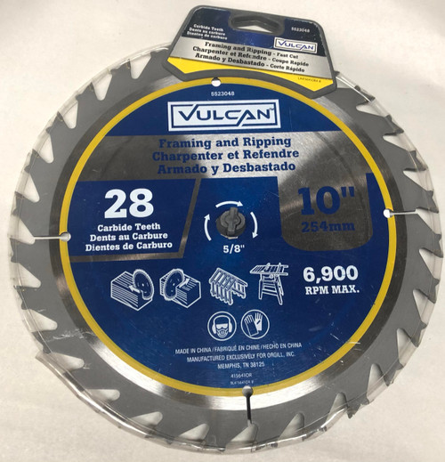 Vulcan Framing and Ripping Fast Cut Blade 10" 28T