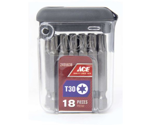 Ace Torx T30 Star X 2 in. L Screwdriver Bit S2 Tool Steel 18 pc