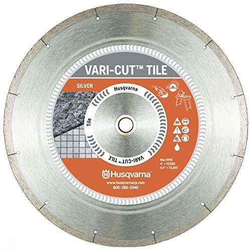 Husqvarna 542761284 TM 7 Silver Vari-Cut Porcelain Tile Diamond Blade, 10" x .070" x 5/8"