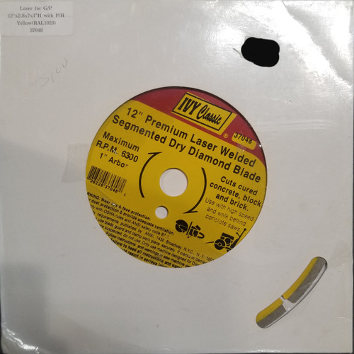 Ivy Classic 37048 Premium Laser Welded Segmented Dry Diamond Blade, 12"