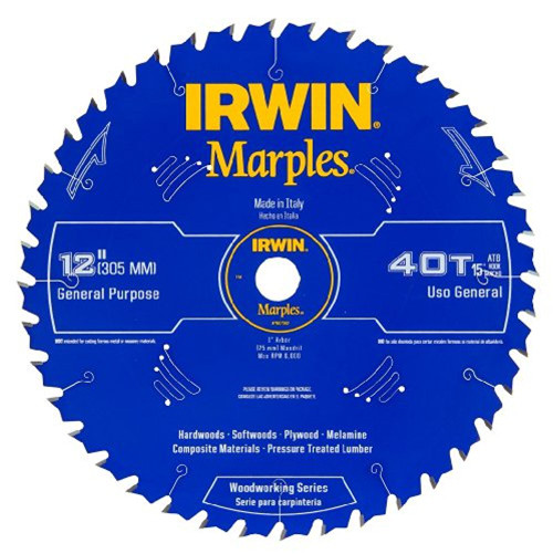 Irwin Tools 1807382 Marples Laser Cut 12-Inch 40-Tooth Alternate Tooth Bevel Circular Saw Blade