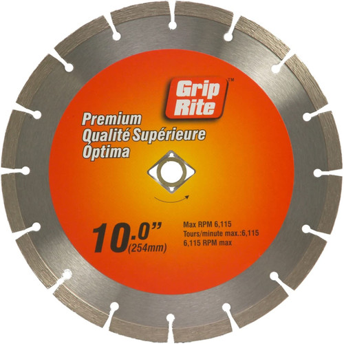 Grip Rite GRSDB10P Premium Segmented Diamond Blade, 10"