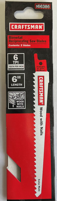 Craftsman 2 pk 6 in 6 TPI Bi-Metal Reciprocating Saw Blades - Wood w/Nails