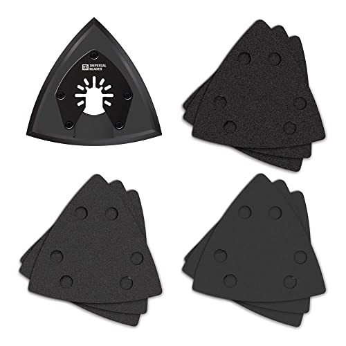 Imperial Blades - One Fit Oscillating Multi-Tool Triangle Sanding Pad + Sandpaper Variety Pack, 10PC IBOTSPV-10