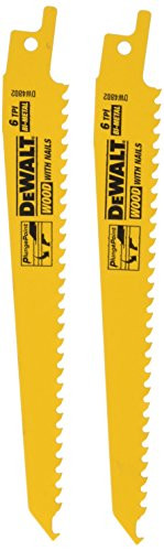 DEWALT DW4802-2 6-Inch 6 TPI Taper Back Bi-Metal Reciprocating Saw Blade (2-Pack)