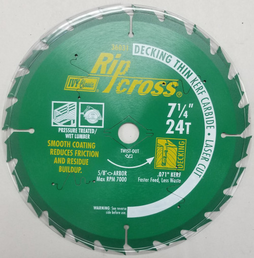 Ivy Classic 36031 RipCross Decking Thin Kerf Carbide Blade, 7-1/4" x 24T