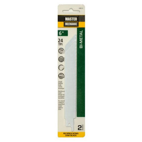 Master Mechanic 698516 24 TPI Bi-Metal Reciprocating Saw Blade with Cobalt (2 Pack), 6"