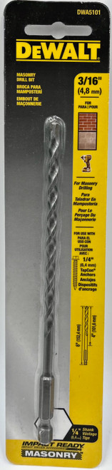 DEWALT Masonry Drill Bit, Impact Ready, 3/16-Inch X 4-Inch X 6-Inch (DWA5101)