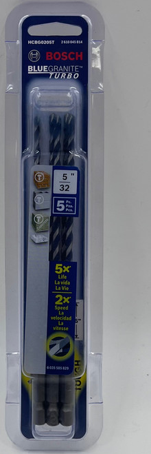 Bosch HCBG0205T Blue Granite Hammer Drill Bit Carbide Tip 5/32 x 4 x 6 - 5 Pack