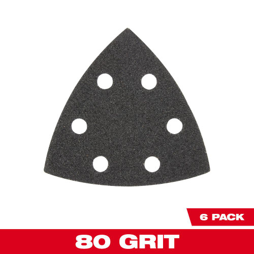 Milwaukee 49-25-2080 3-1/2 Inch 80 GRIT TRIANGLE SANDPAPER - 6 Pack