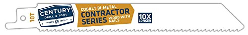Century Drill & Tool 07510 6" Contractor Series Bi-Metal Reciprocating Saw Blade, 10T, 5 Pack