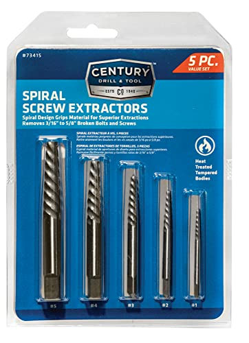 Century Drill & Tool 73415 Spiral Flute Screw Extractor Set, 1 - #5