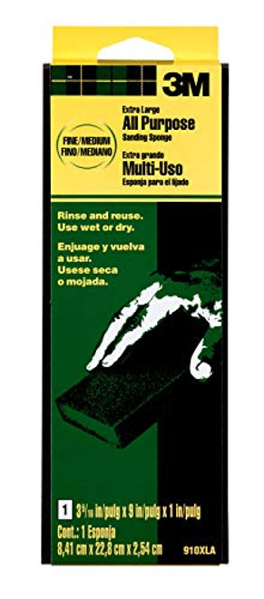 3M 910-XLA Extra Large Area Sanding Sponge, Medium, 3.3 9 1-Inch, x 9-in,