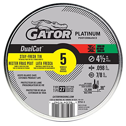 Gator DualCut Type 27 Metal Cut-Off-Wheel, 4-1/2" x .098" x 7/8", 5 Pack