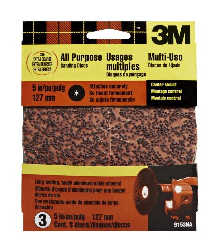 3M Power Sanding Center Mount Discs, 5-in, Extra Coarse Grit, 3-pack (9153NA)