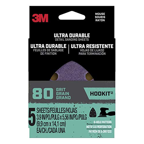 3M 3.9 in. L x 5.6 in. W 80 Grit Ceramic Mouse Sandpaper 5 pk5 - Mouse5pk80