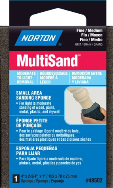 Norton (1-Sponge) 49502 Fine/Medium 4" x 2-3/4" x 1" Multisand Sanding Sponge