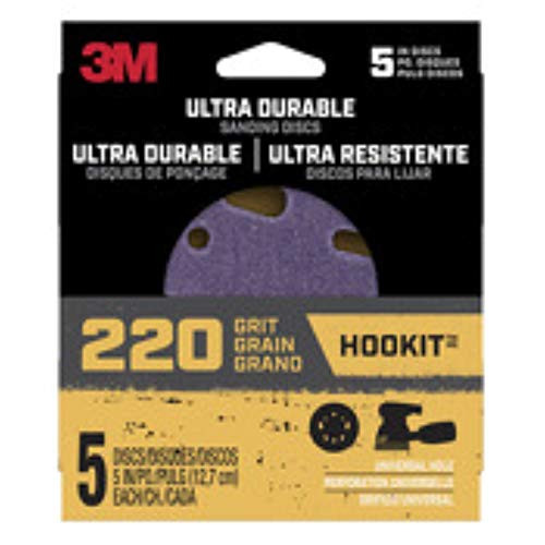 3M Sanding Discs, 220-Grit, 5-In., 5-Pk.