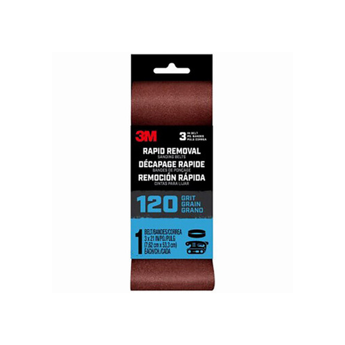 3M - (1-Pk/1-Belt) BELT3X211PK120 Sanding Belt, 3 in x 21 in, 120 Grit