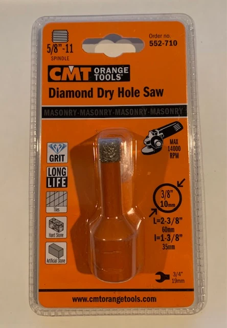 CMT ORANGE TOOLS 552-710 DIAMOND HOLE SAW S=5/8-11UNC D=3/8x3/8x2-3/8inch RH
