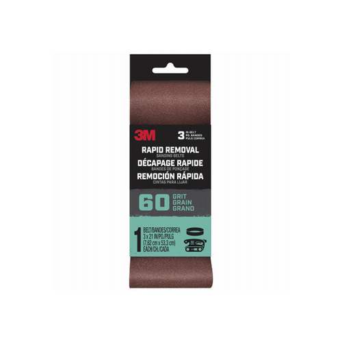 3M BELT3X211PK60 Sanding Belt, 3 in x 21 in, Brown