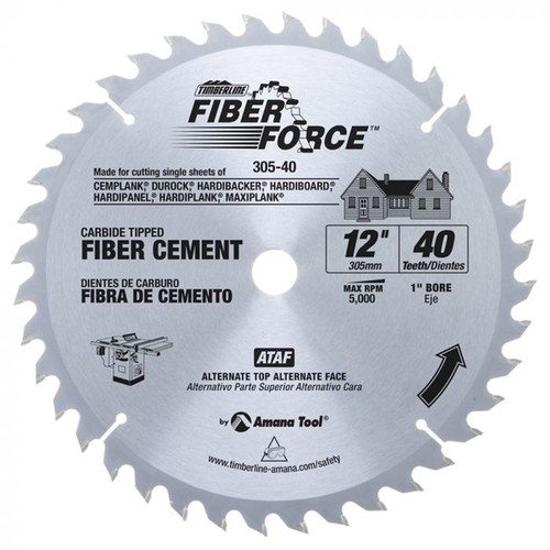 Timberline 305-40 FiberForce Carbide Fiber Cement Blade, 12" x 40T