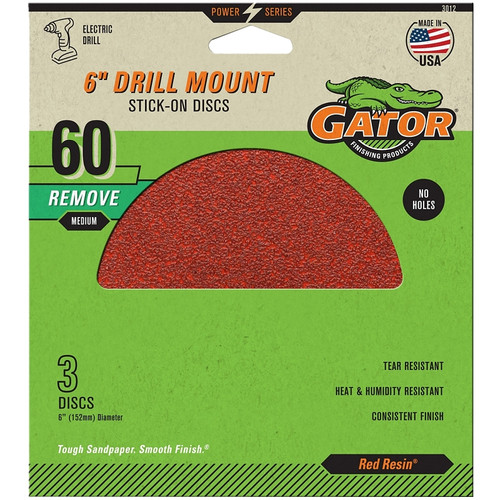 Gator (3-Pack) 6" 60G Aluminum Oxide Sanding Disc #3012 Gator (3-Pack) 6" 60G Aluminum Oxide Sanding Disc #3012