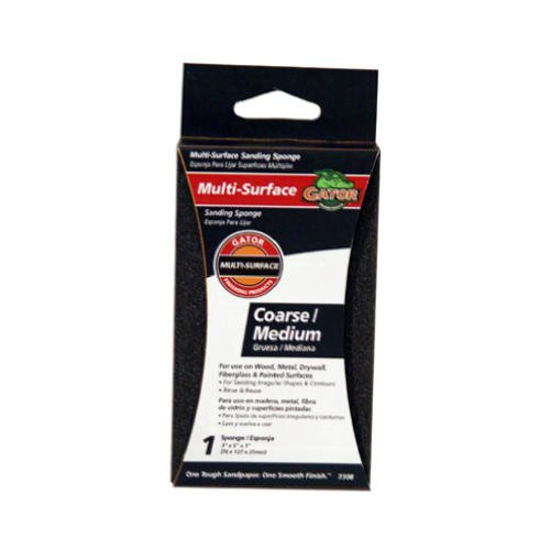 Gator (1-Sponge) Course/Medium Grit Sanding Sponge, 3-Inch x 5-Inch, 7308