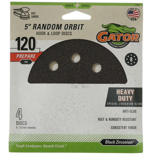 Gator 7721 120 25CT Grit 8 Hole Disc, 5-Inch, 4-Pack