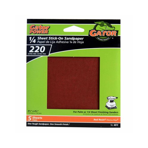 Gator 4072 220 25 CT Grit Sandpaper, 5-Pack