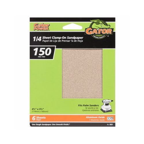 Gator (6-Sheets) 150 Grit Sandpaper Sheets, 4-Inch x 5-Inch #5031