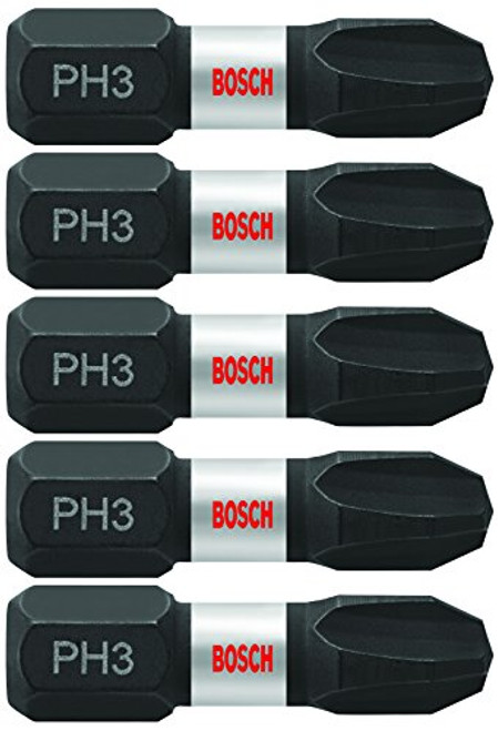 BOSCH ITPH3105 5 Pc. 1 In. Phillips #3 Impact Tough Screwdriving Bits