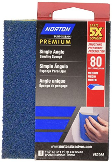 Norton 82066, 4-1/2" x 3-1/2"x 1", 80 Grit Blue Sanding Pad