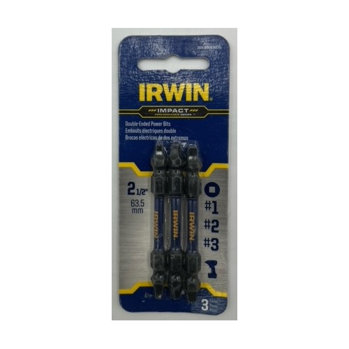 Irwin IWAF32DESQMIX3 Double End #1, #2, #3 Square Impact Power Insert Bit Set 2 inch - 3 pack