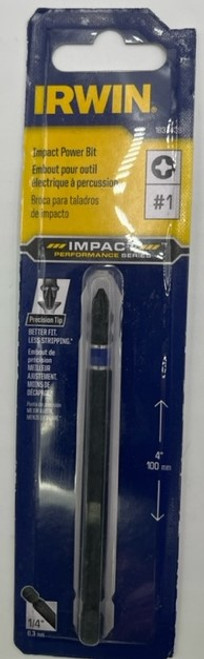 Irwin 1837439 Impact Power Bit #1 Phillips 4 inch Length - 1 pack