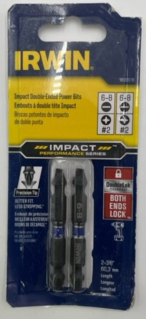 Irwin 1899978 Double End #6-8 Slotted x #2 Phillips Impact Power Insert Bits - 2 pack