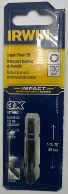 Irwin 1837505 Impact Power Bit T30 Torx, 1-15/16 inch length - 1 pack