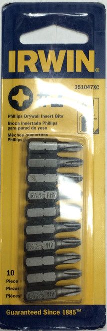 Irwin Tools 351047XC Screwdriving Insert Bit, Phillips Drywall, #2 (10 Pack)
