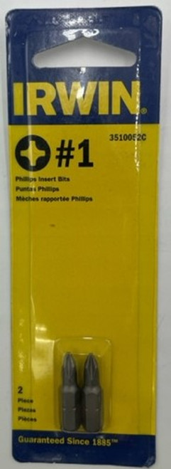 Irwin IWAF21PH12 Phillips Insert Bits #1 PH, 1 inch length - 2 pack