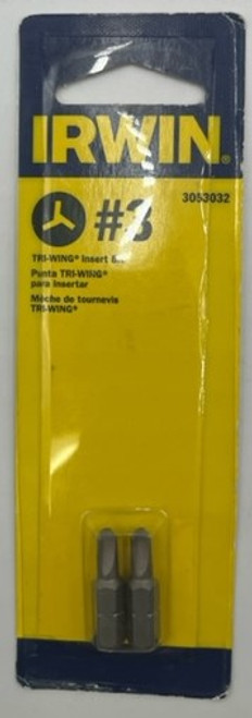 Irwin 3053032 Tri-Wing Insert Bits #3, 1 inch length - 2 pack
