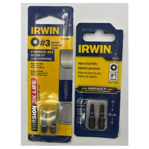 Irwin 1837385 #3 Square Impact Insert Bits 1 inch - 2 Pack