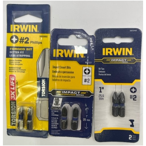 Irwin IWAF31PH22 #2 Phillips Impact Insert Bits 1 inch - 2 Pack