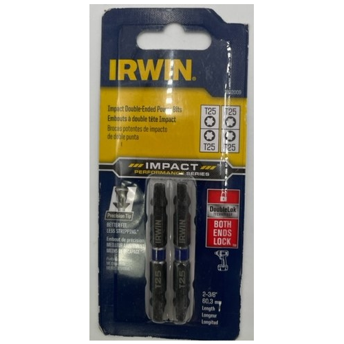 Irwin IWAF32DETX252 Torx Double End Impact Power Insert Bit T25 x 2 inch 1892009 - 2 pack